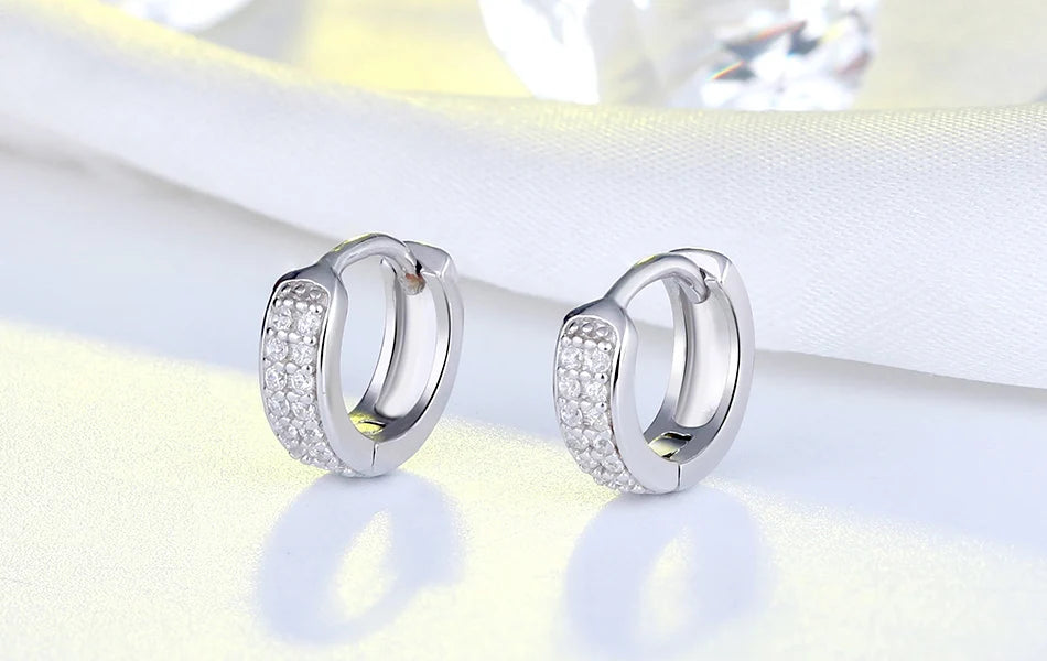 Vintage Earrings with Clear Zircon 10mm, 925 Sterling Silver