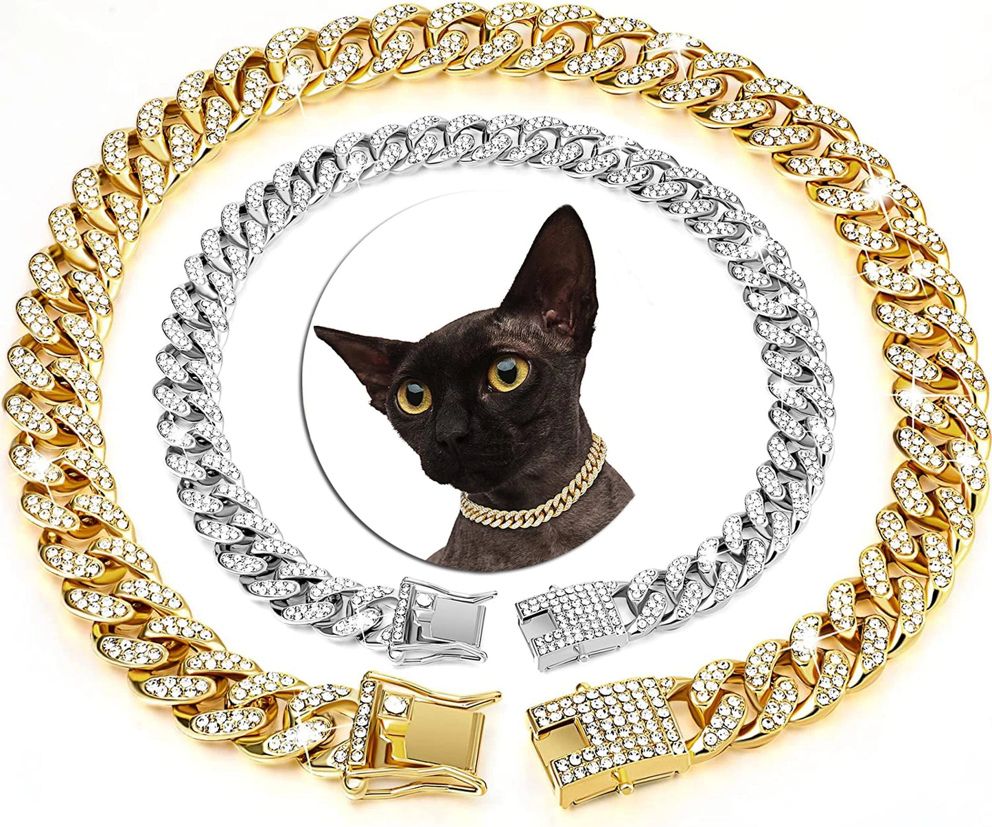 Luxury Gold Cat/Puppy Necklace Jewelry Rhinestone