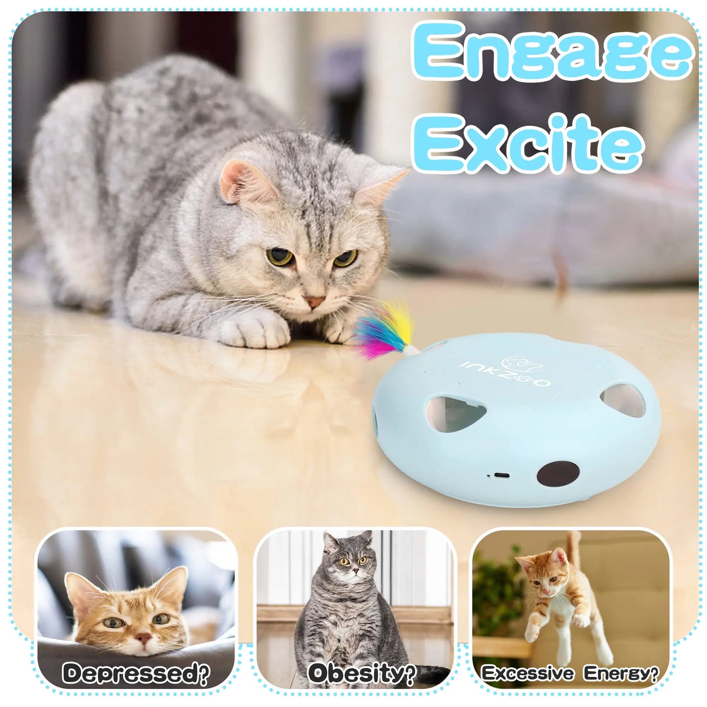 Smart Interactive Kitten Toy, Automatic 7 Holes Mice Whack-A-Mole