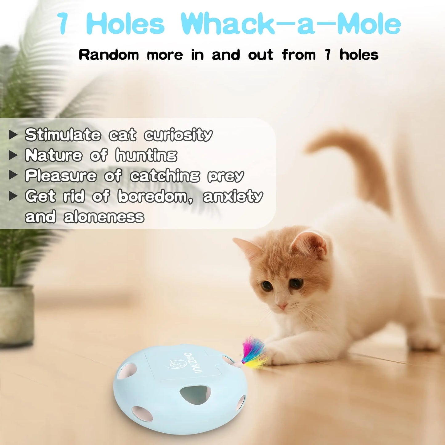 Smart Interactive Kitten Toy, Automatic 7 Holes Mice Whack-A-Mole