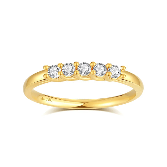 Moissanite Row Ring 18K Gold Au750 Diamond Ring